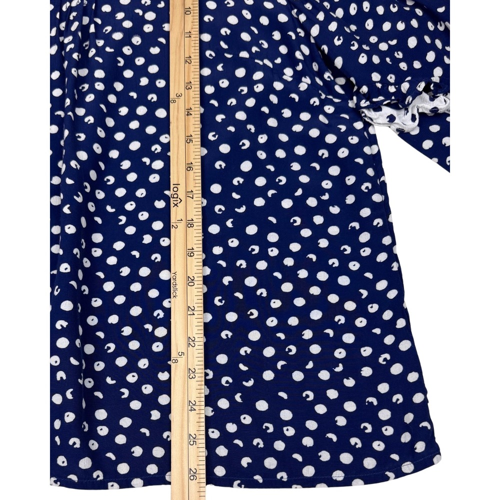 Soft Surroundings Blouse Womens 1X Polka Dot Pleated Ruffle Peasant Boho Cottage - Picture 3 of 8